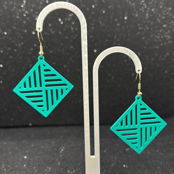 The Pixel Dot Teal Earrings - Picture 5 of 5